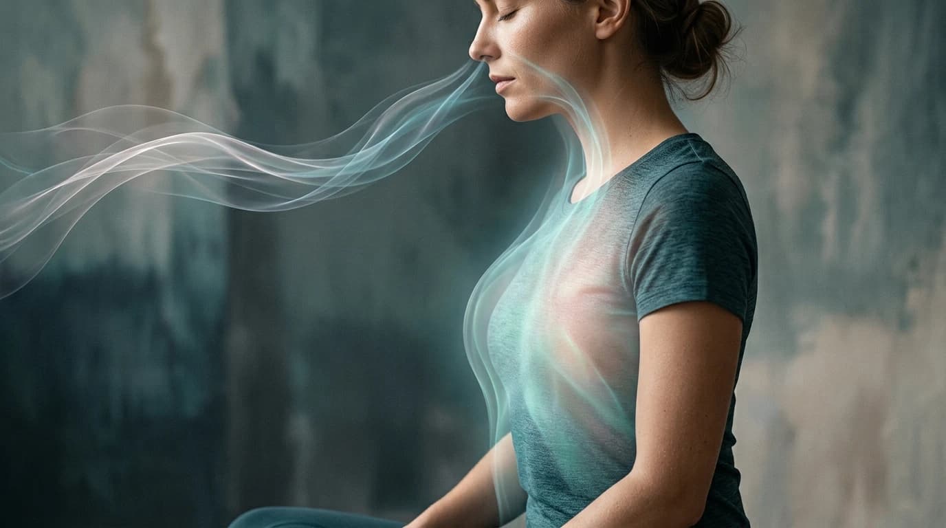 Calm breathing rendered as slow rhythmic waves of physiological regulation