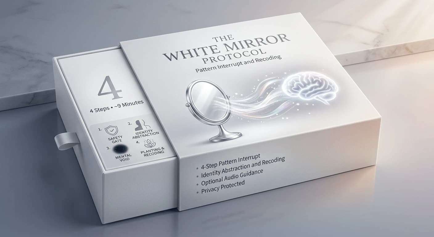 The White Mirror Protocol: a 4-step experience, about 9 minutes, with a safety gate